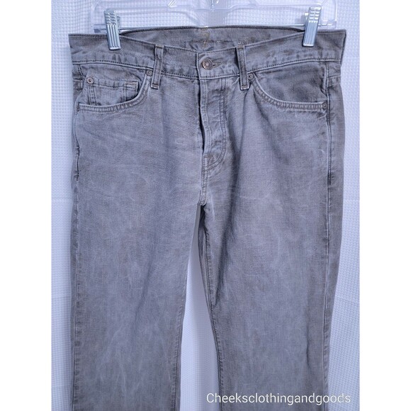 7FAM Standard Fit Button Fly Greyish Brown Jeans Men's 31x34  7 For All Mankind - Picture 2 of 8